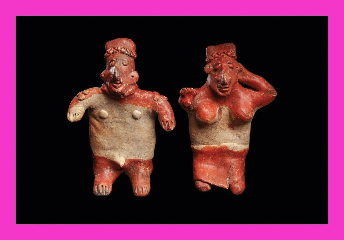 Authentic Pre Columbian Artifact Two Jalisco Figures Mexico Arte Primitivo T124