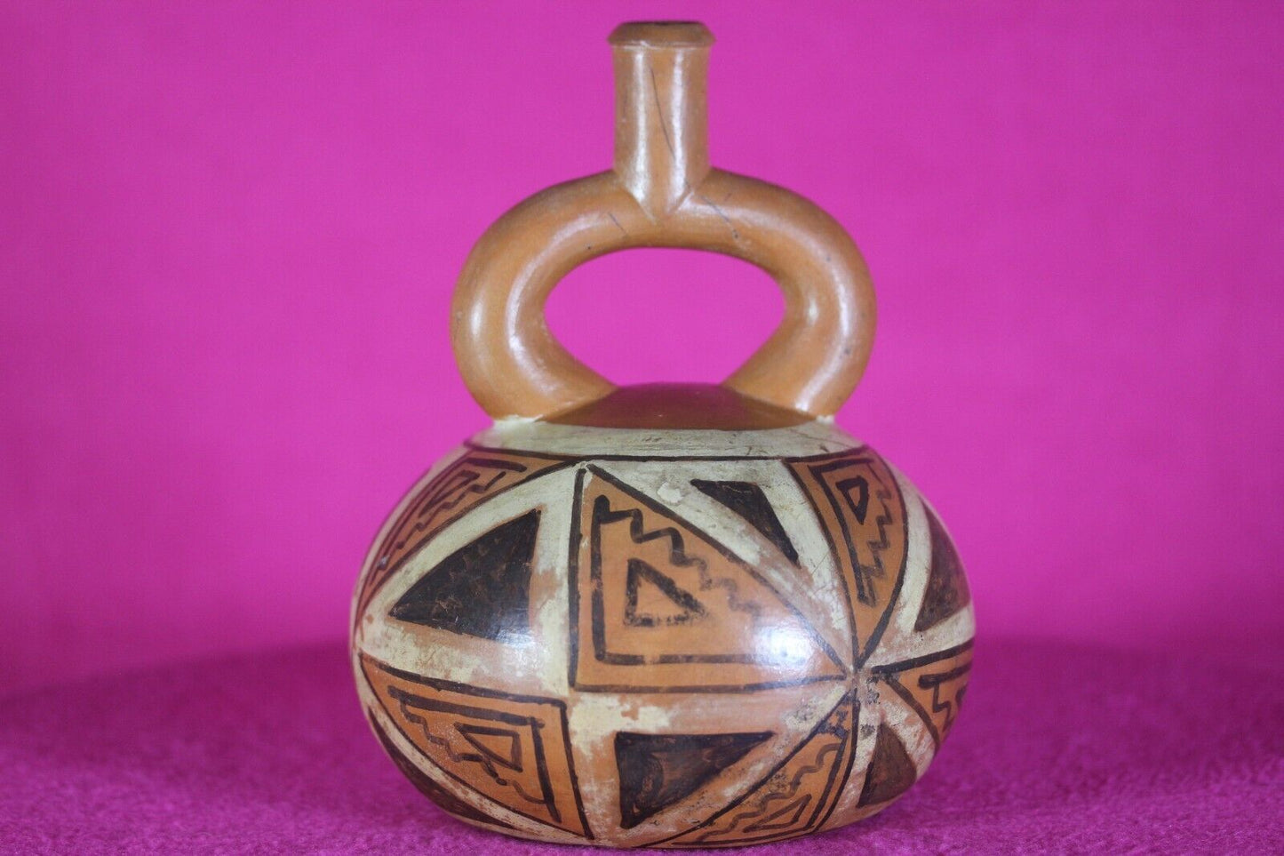 Authentic Pre Columbian Artifact Stirrup Vessel Moche Ex Arte Primitivo COA T31