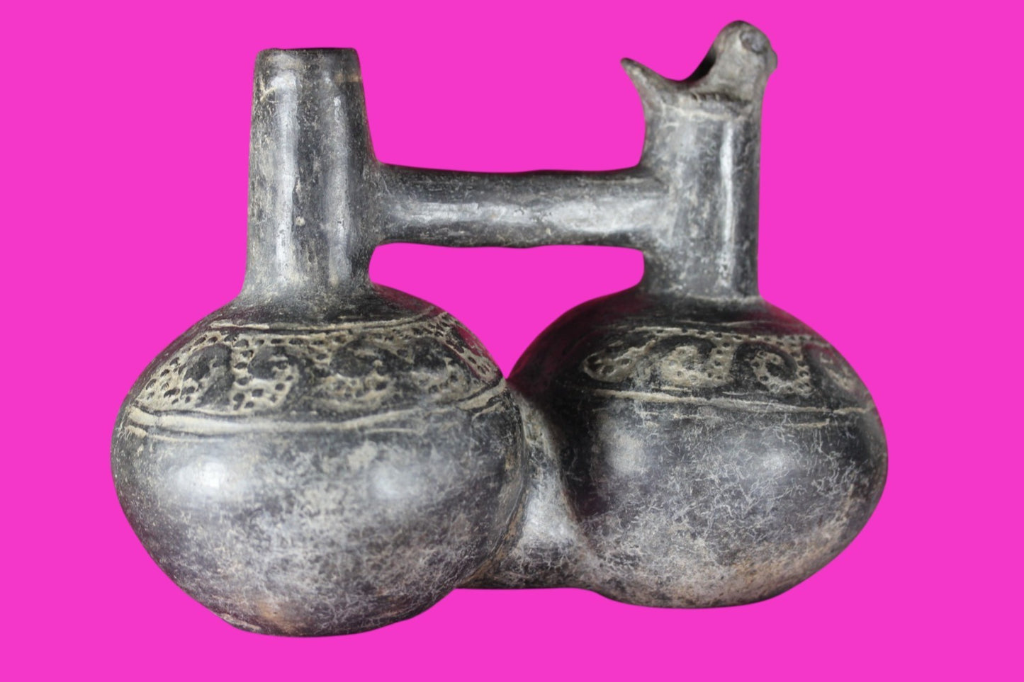 Authentic Pre Columbian Artifact Functional Whistle Stirrup Vessel Chimu COA J04