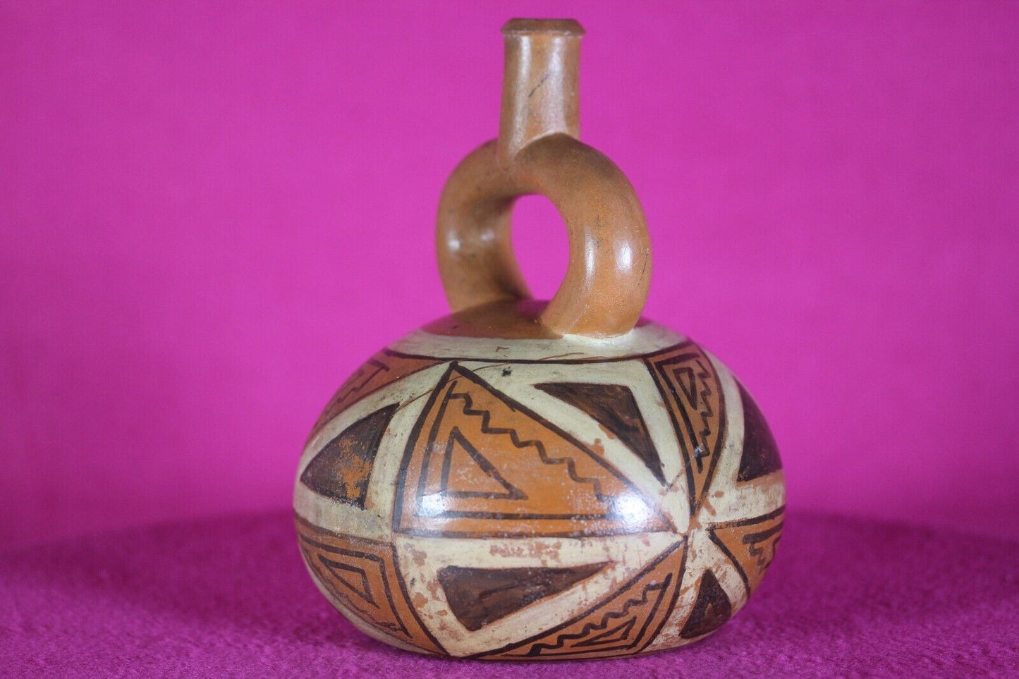 Authentic Pre Columbian Artifact Stirrup Vessel Moche Ex Arte Primitivo COA T31