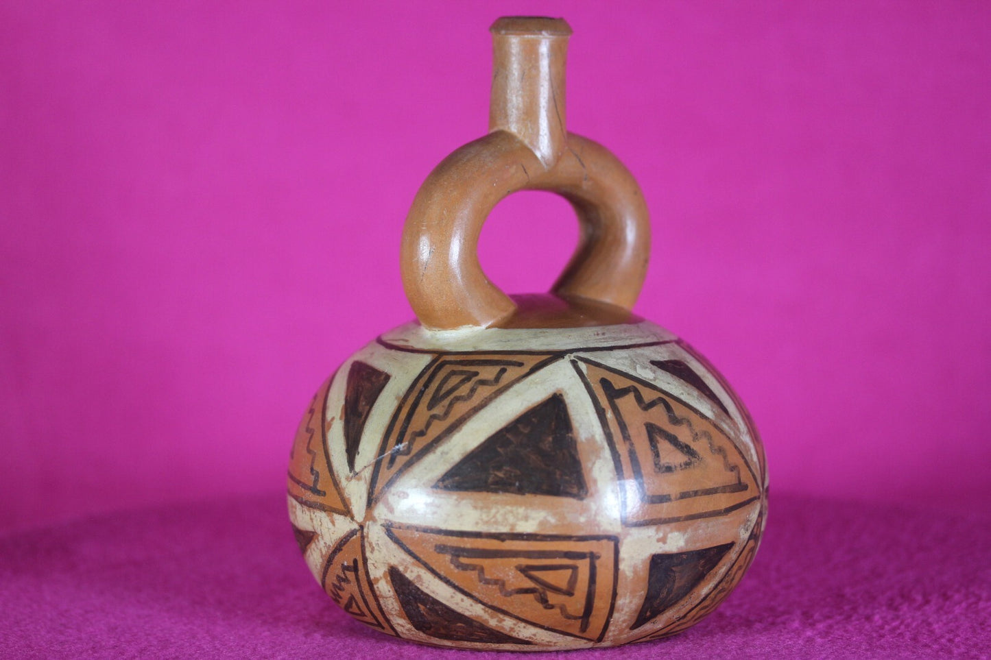 Authentic Pre Columbian Artifact Stirrup Vessel Moche Ex Arte Primitivo COA T31