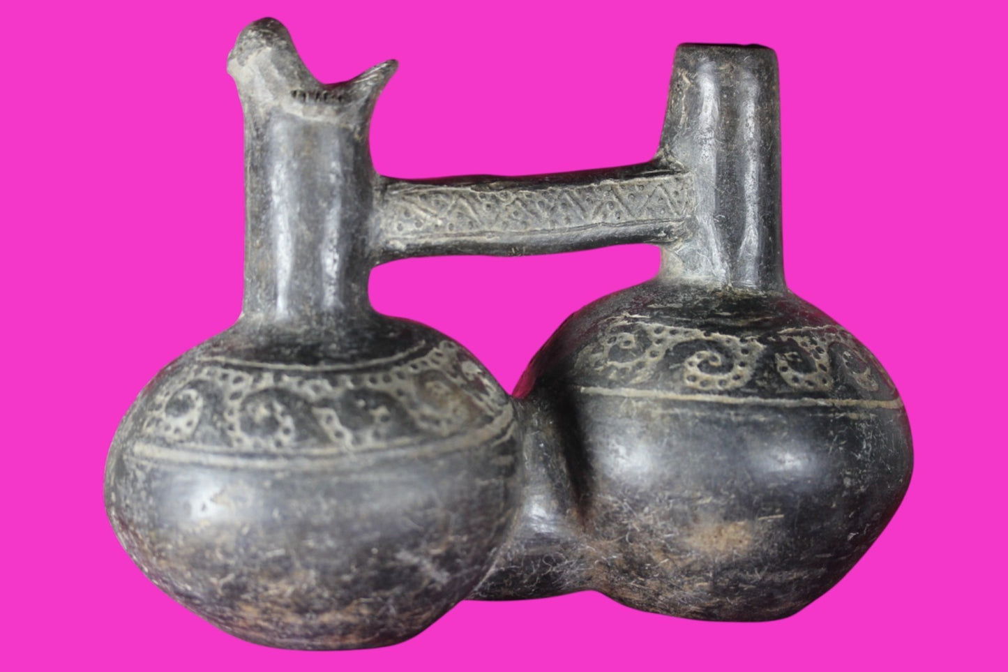 Authentic Pre Columbian Artifact Functional Whistle Stirrup Vessel Chimu COA J04