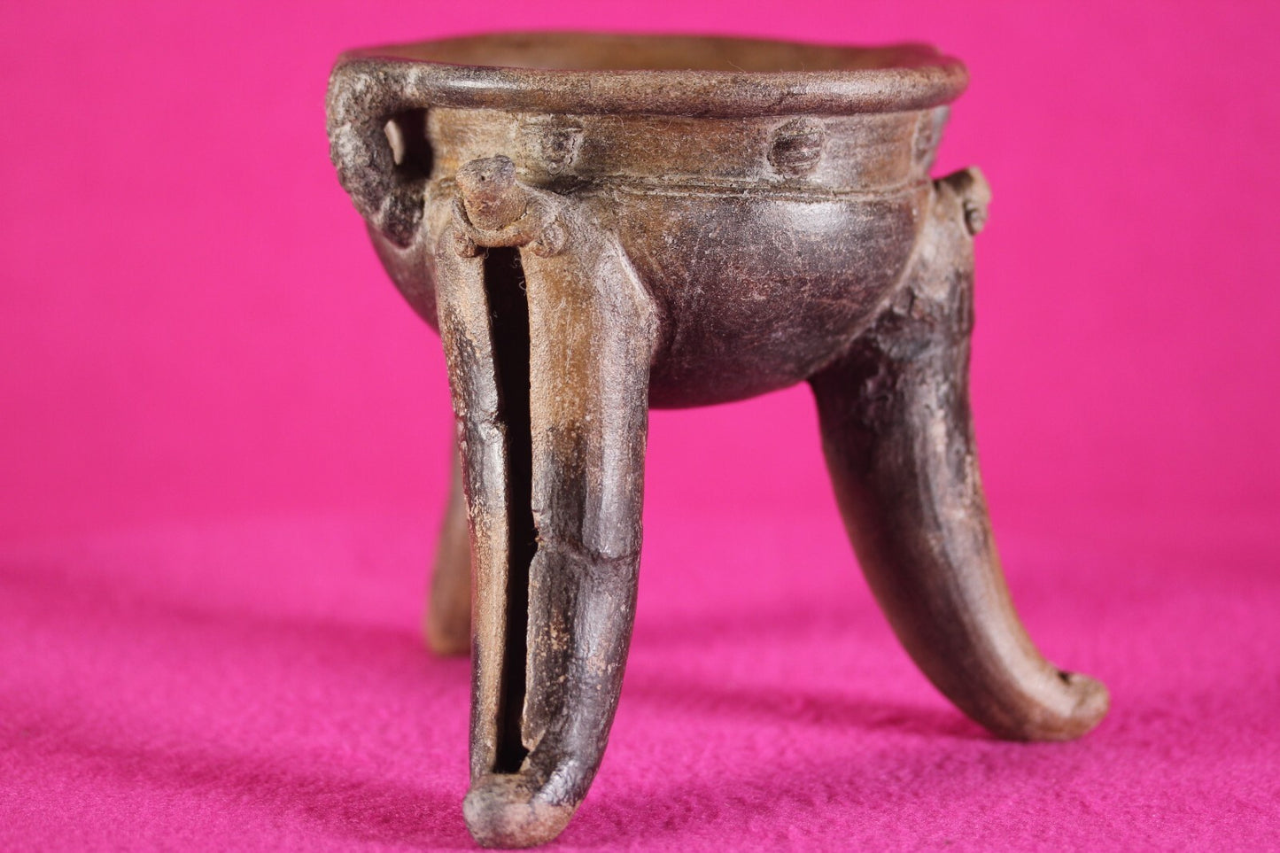 Pre Columbian Artifact Rattle Tripod Bowl Chiriqui 900-1400 AD Authentic J65