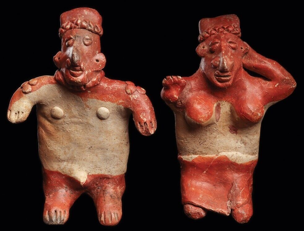 Authentic Pre Columbian Artifact Two Jalisco Figures Mexico Arte Primitivo T124