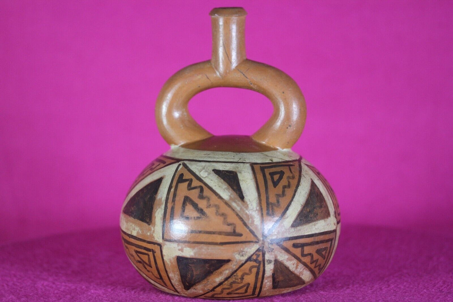 Authentic Pre Columbian Artifact Stirrup Vessel Moche Ex Arte Primitivo COA T31