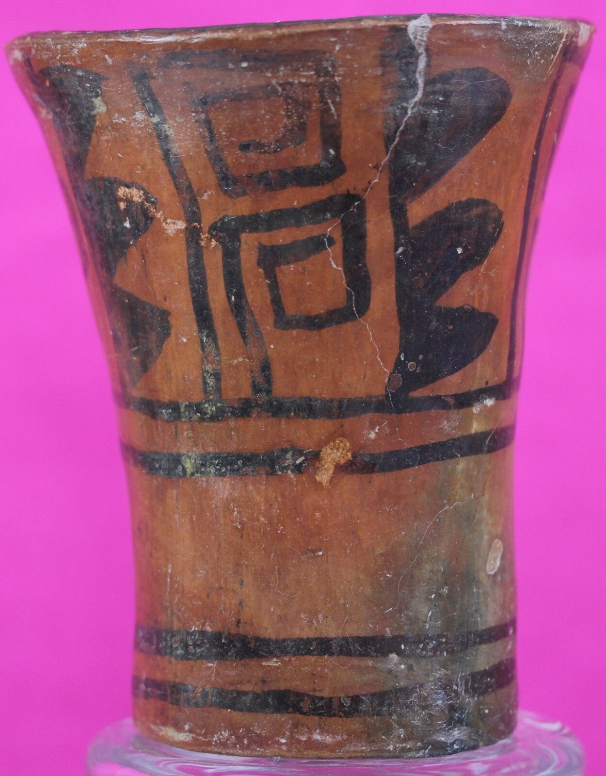 Authentic Pre Columbian Huari Wari Beaker Pottery 500 - 1000 AD Artifact COA T02
