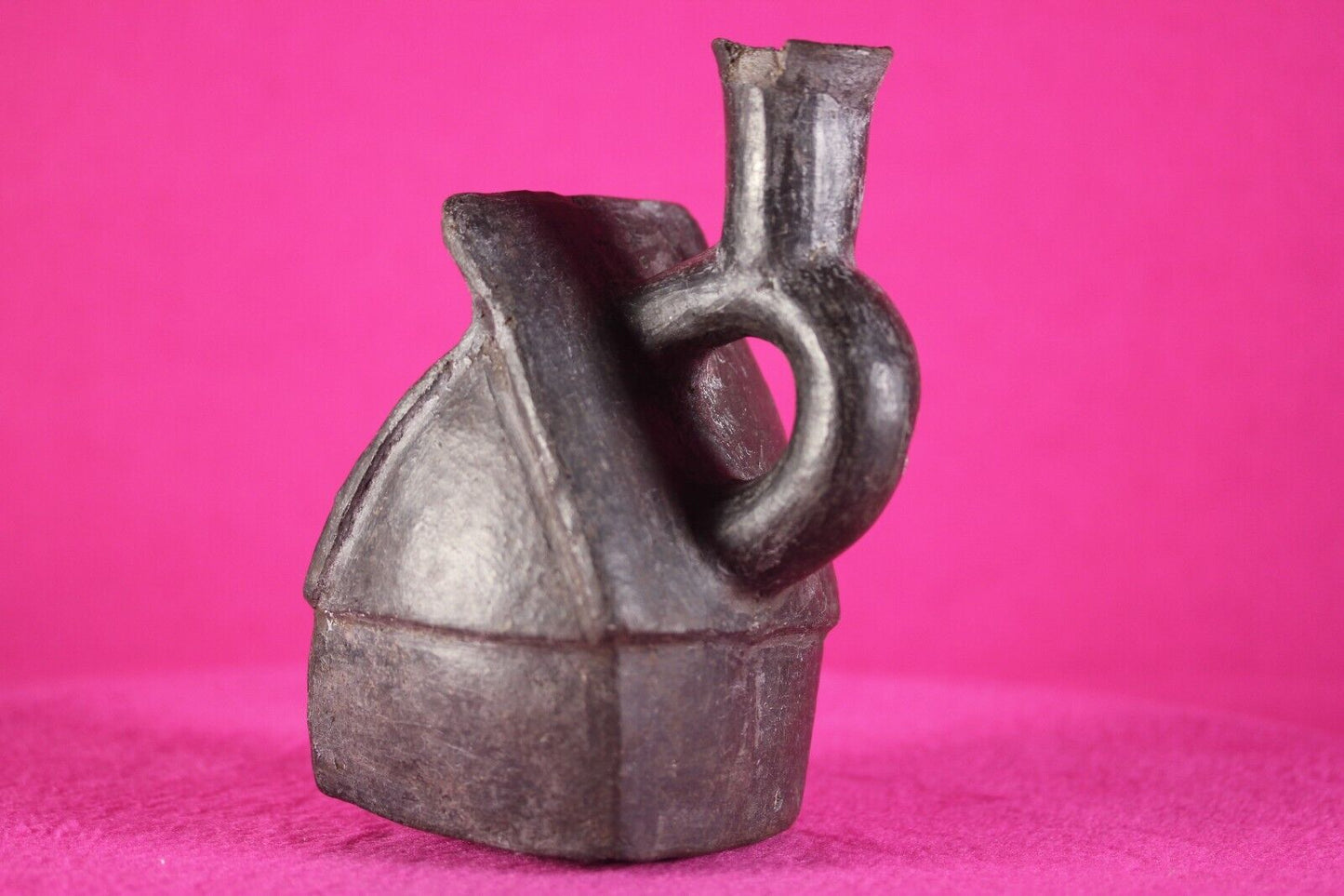 Authentic Pre Columbian Artifact House Stirrup Vessel Moche Peru COA J66