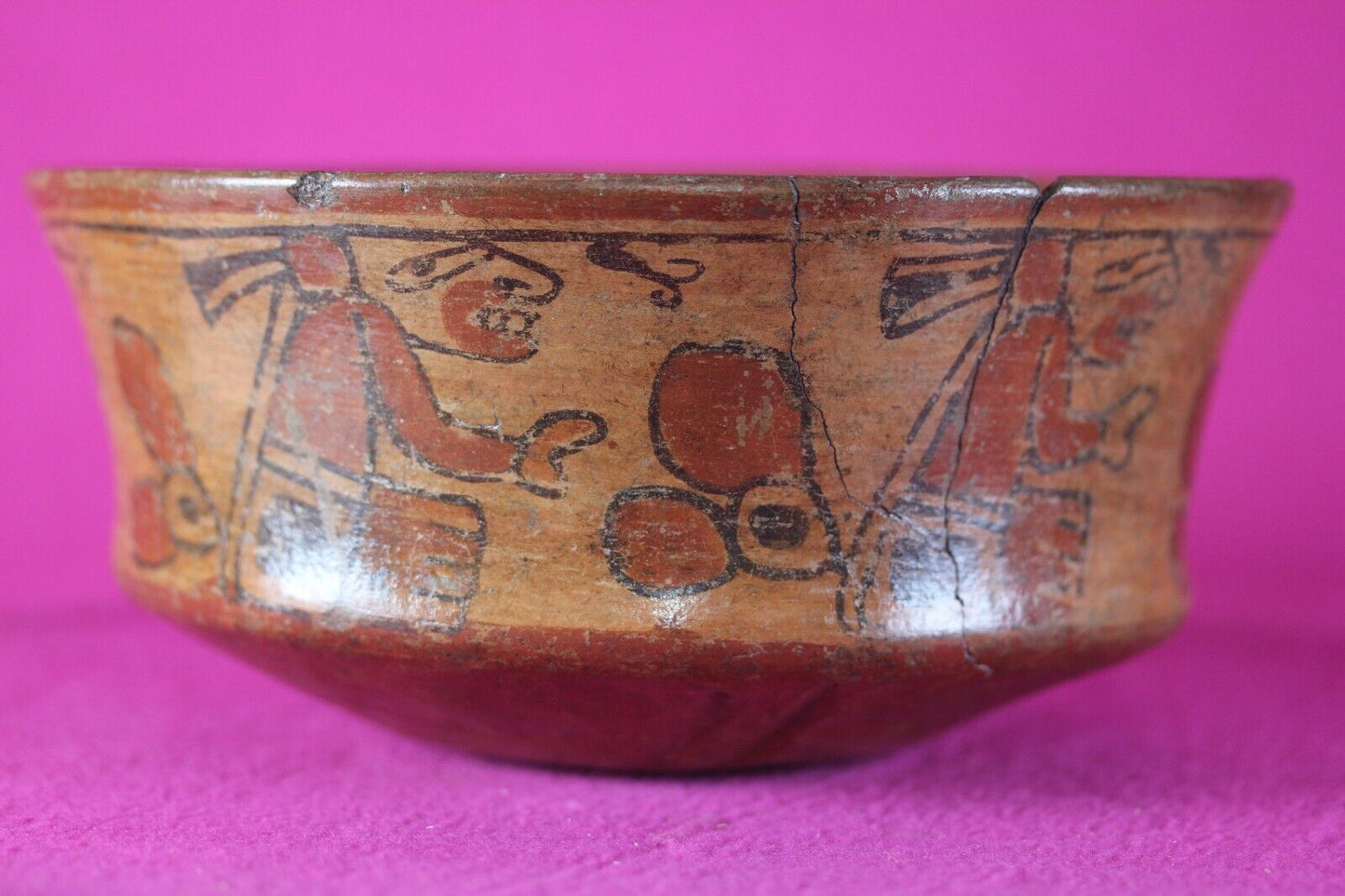 Authentic Pre Columbian Artifact Pottery Bowl Mayan 300 - 900 AD Yucatan COA T03