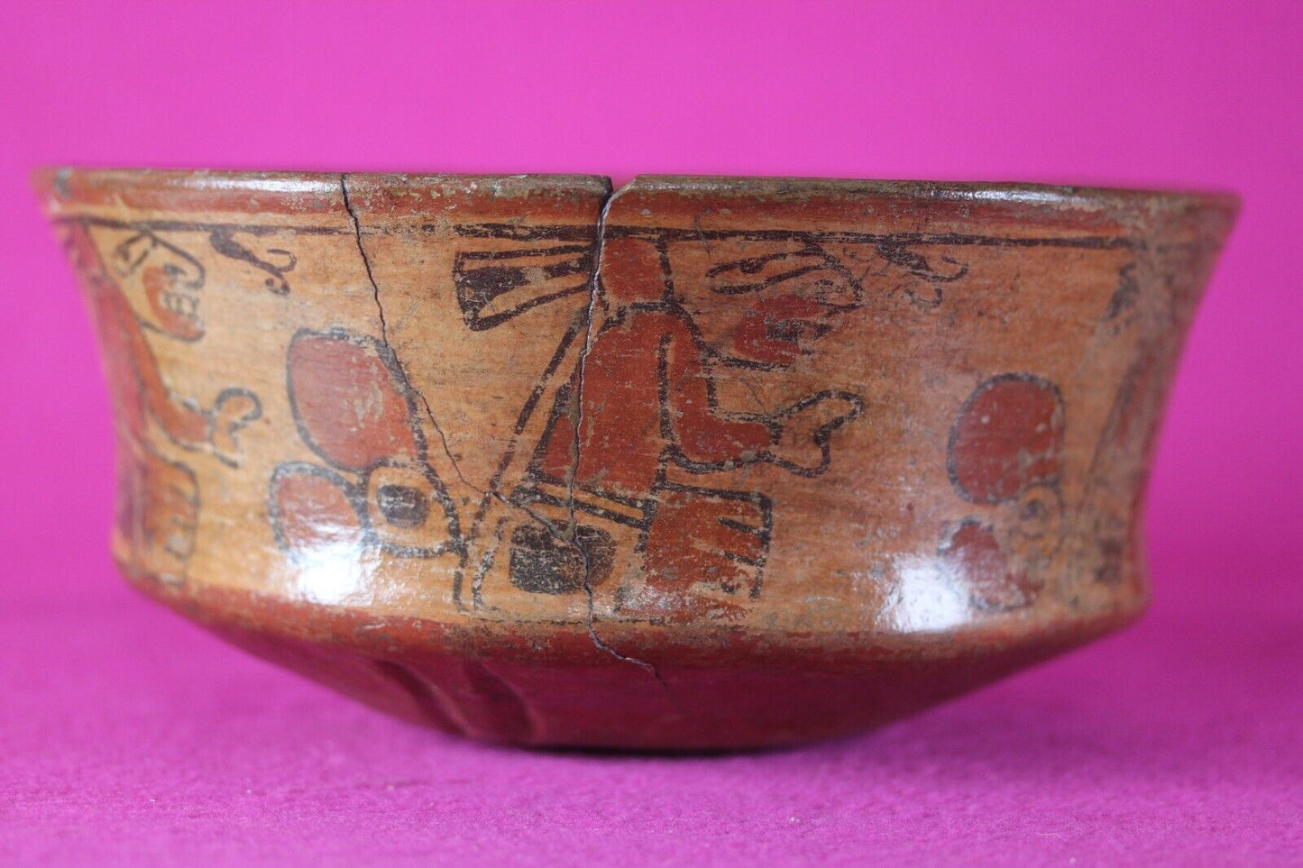 Authentic Pre Columbian Artifact Pottery Bowl Mayan 300 - 900 AD Yucatan COA T03