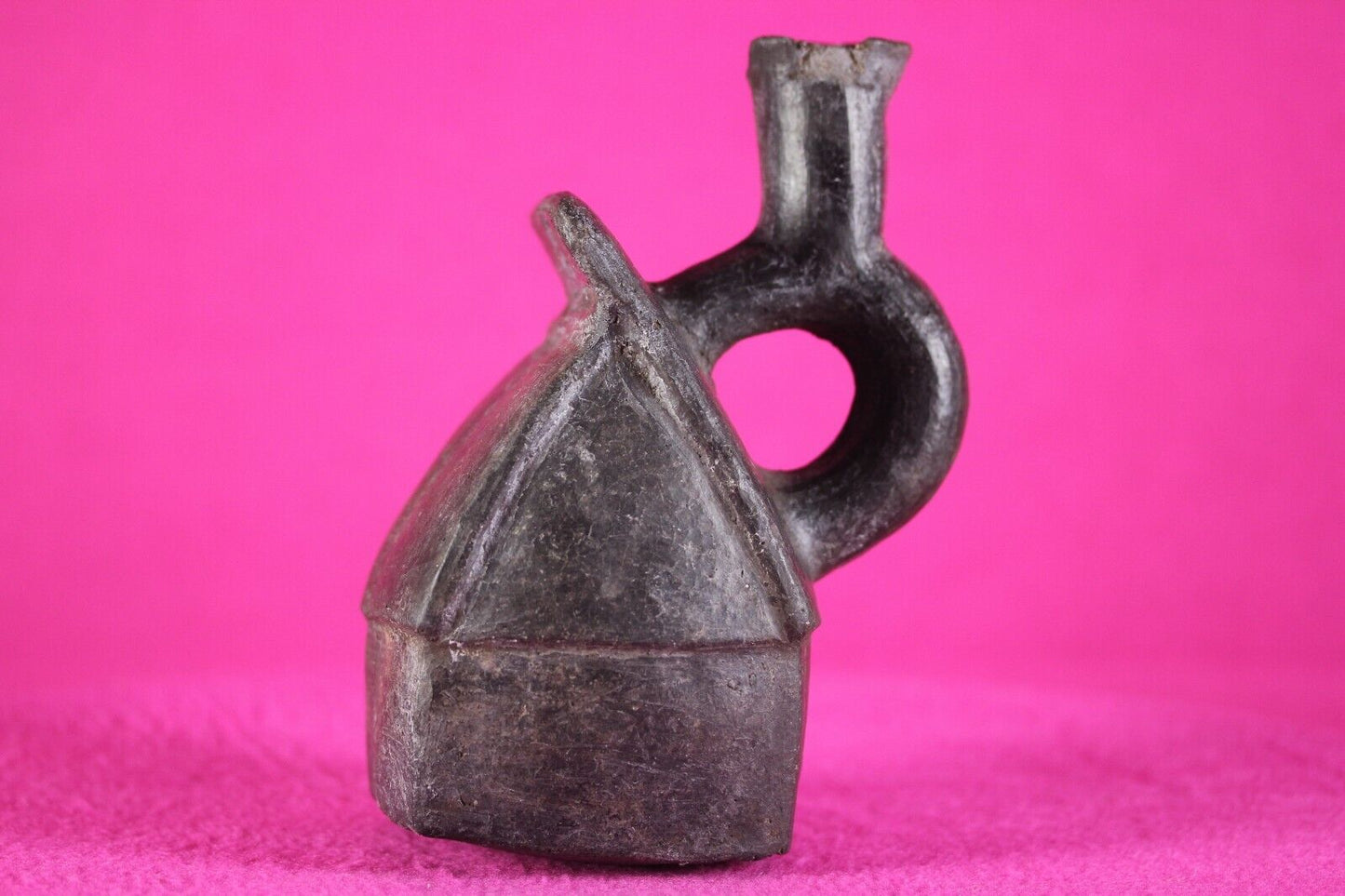 Authentic Pre Columbian Artifact House Stirrup Vessel Moche Peru COA J66