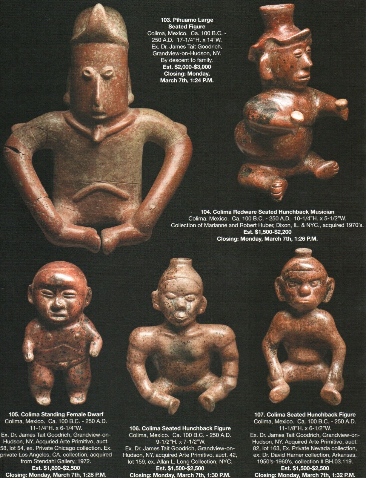 Pre Columbian Artifacts Price & Value Guide Arte Primitivo Auction Catalog #105