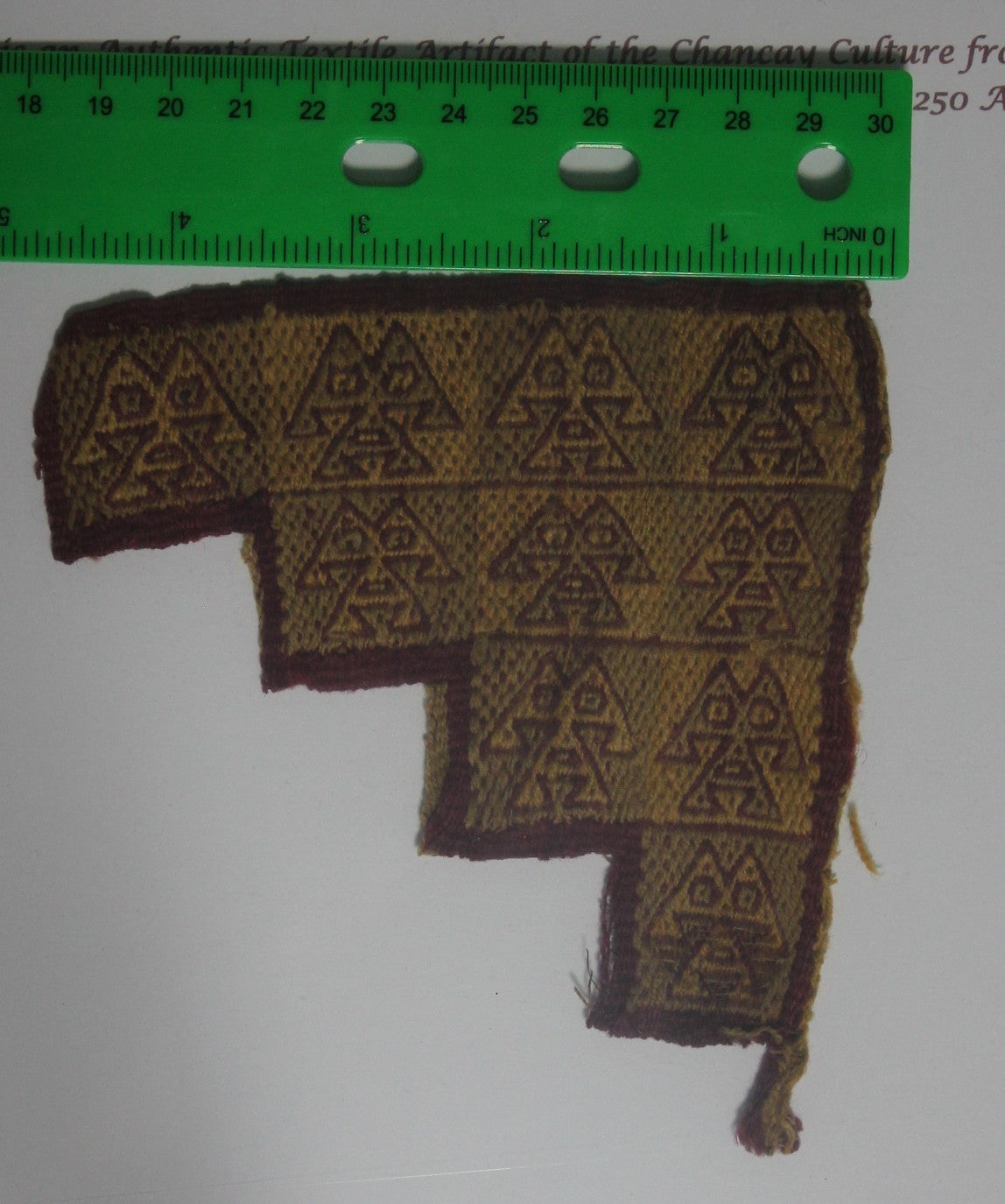 Authentic Pre Columbian Artifact Frameable Textile Border Chancay Peru COA 21