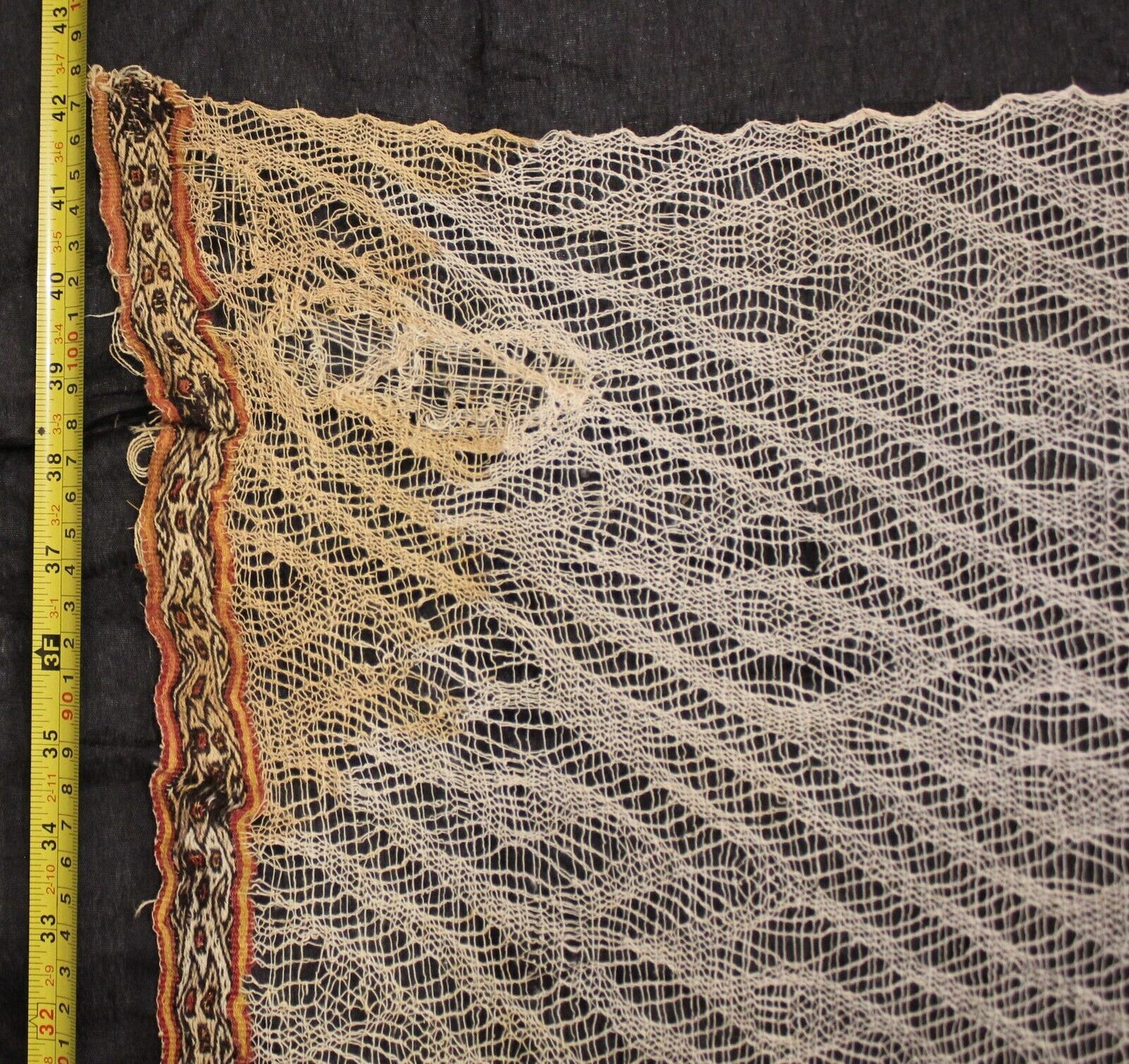 Authentic Pre Columbian Artifact Chancay Lace Textile Shroud Spooky Spirits COA