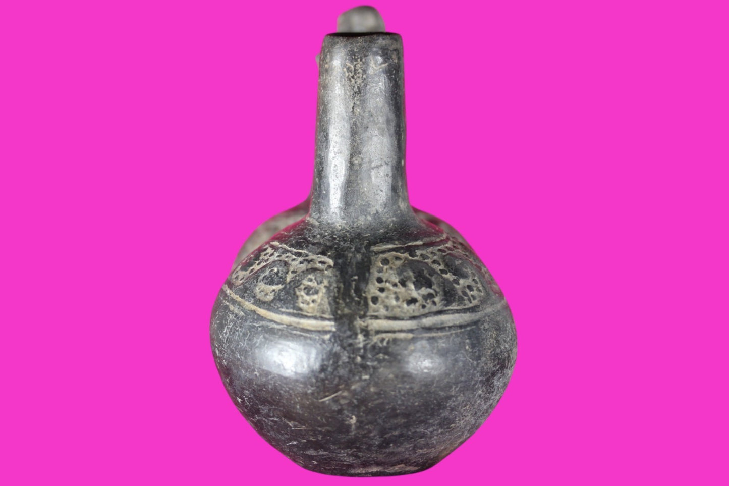 Authentic Pre Columbian Artifact Functional Whistle Stirrup Vessel Chimu COA J04