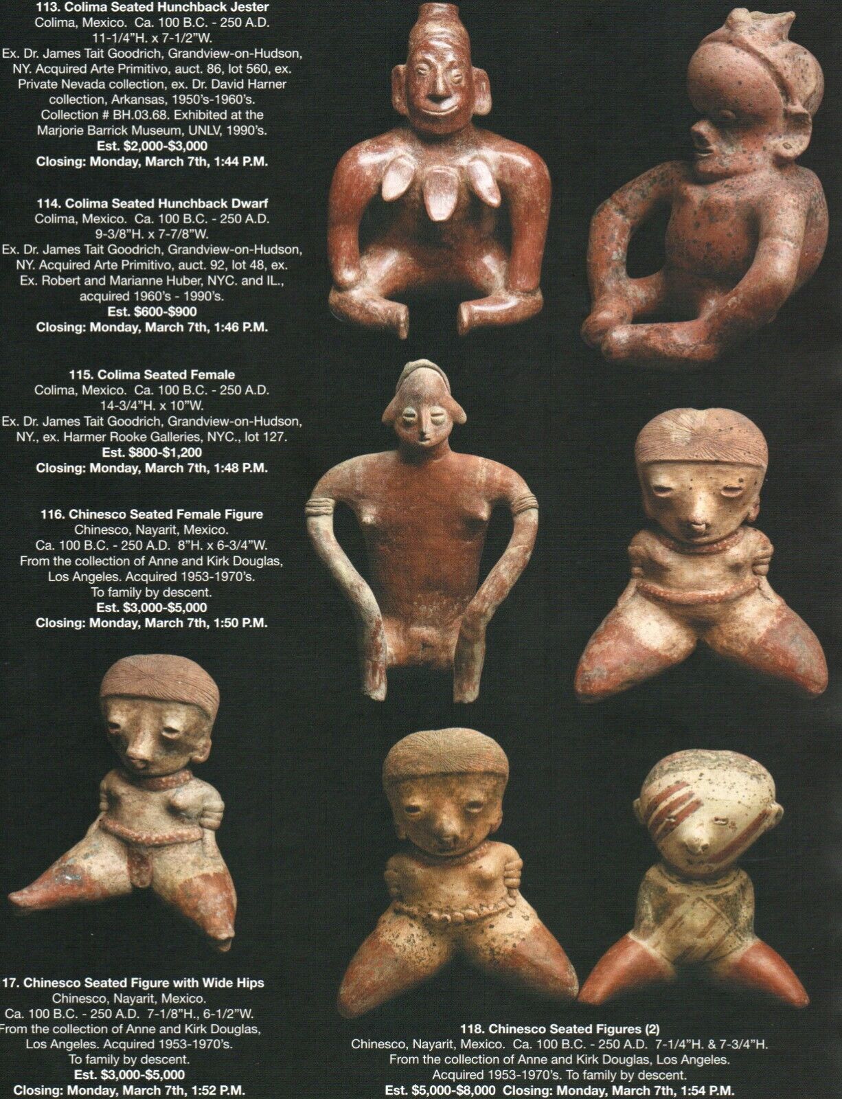 Pre Columbian Artifacts Price & Value Guide Arte Primitivo Auction Catalog #105