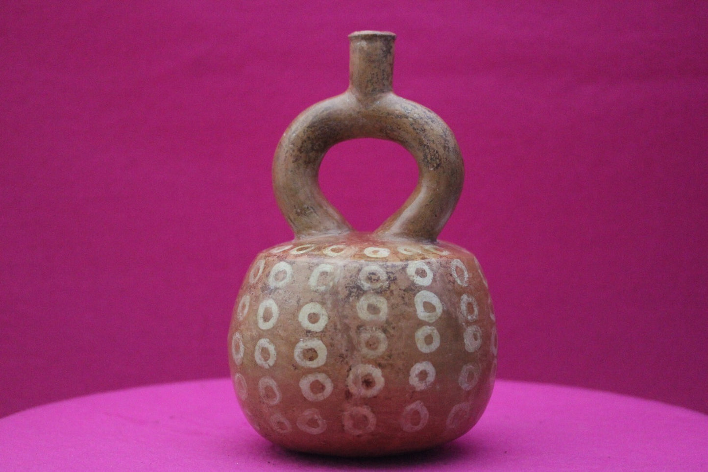 Authentic Pre Columbian Artifact Stirrup Pottery Vessel 1200AD Moche Peru T81