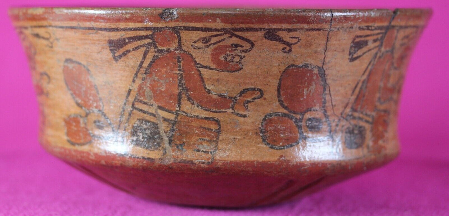 Authentic Pre Columbian Artifact Pottery Bowl Mayan 300 - 900 AD Yucatan COA T03
