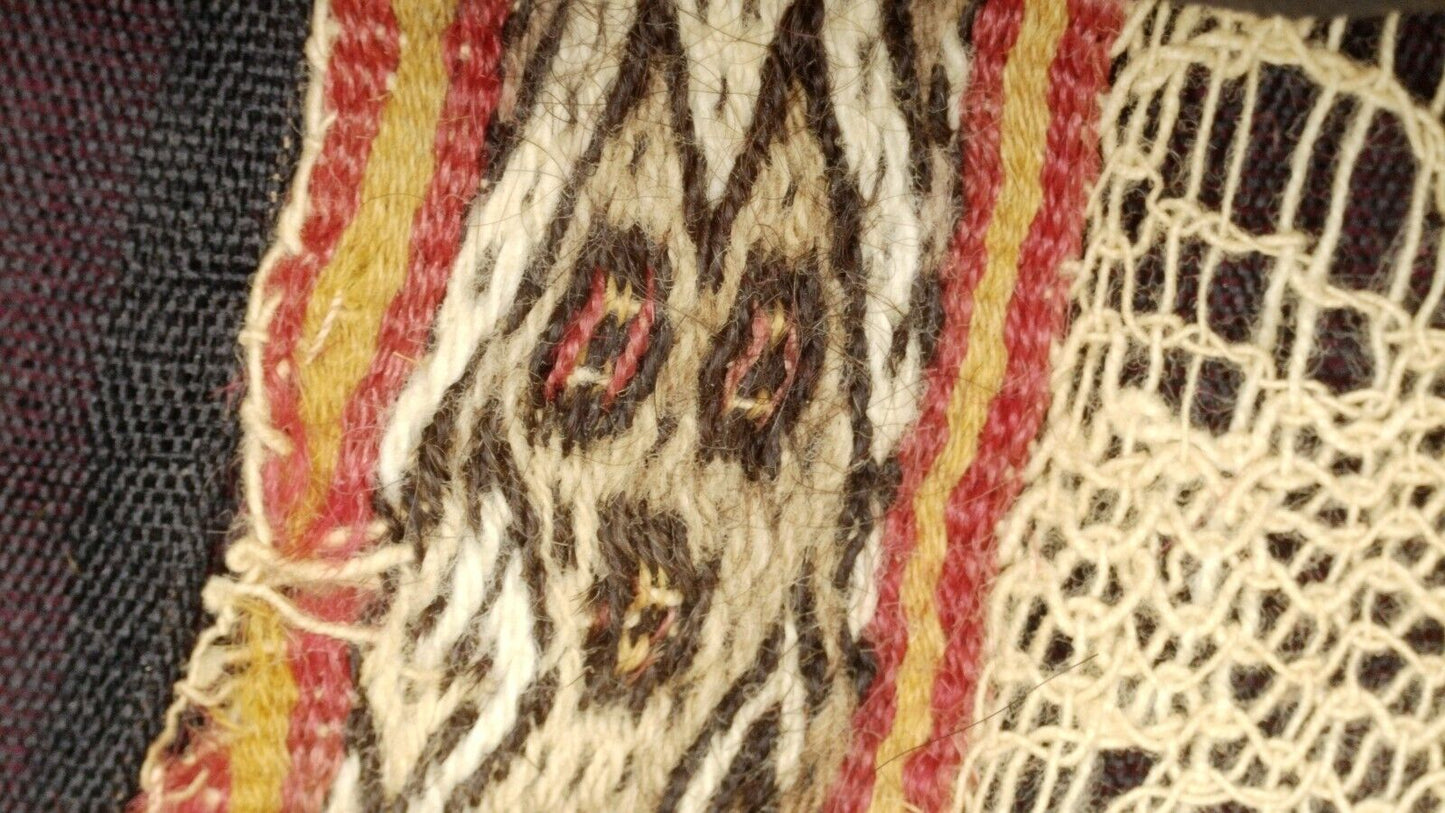 Authentic Pre Columbian Artifact Chancay Lace Textile Shroud Spooky Spirits COA