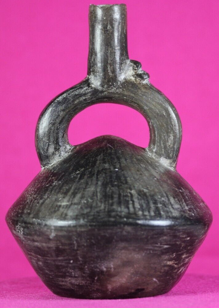 Pre Columbian Artifact Moche Stirrup Jar Pottery 100-800 AD Authentic COA J25
