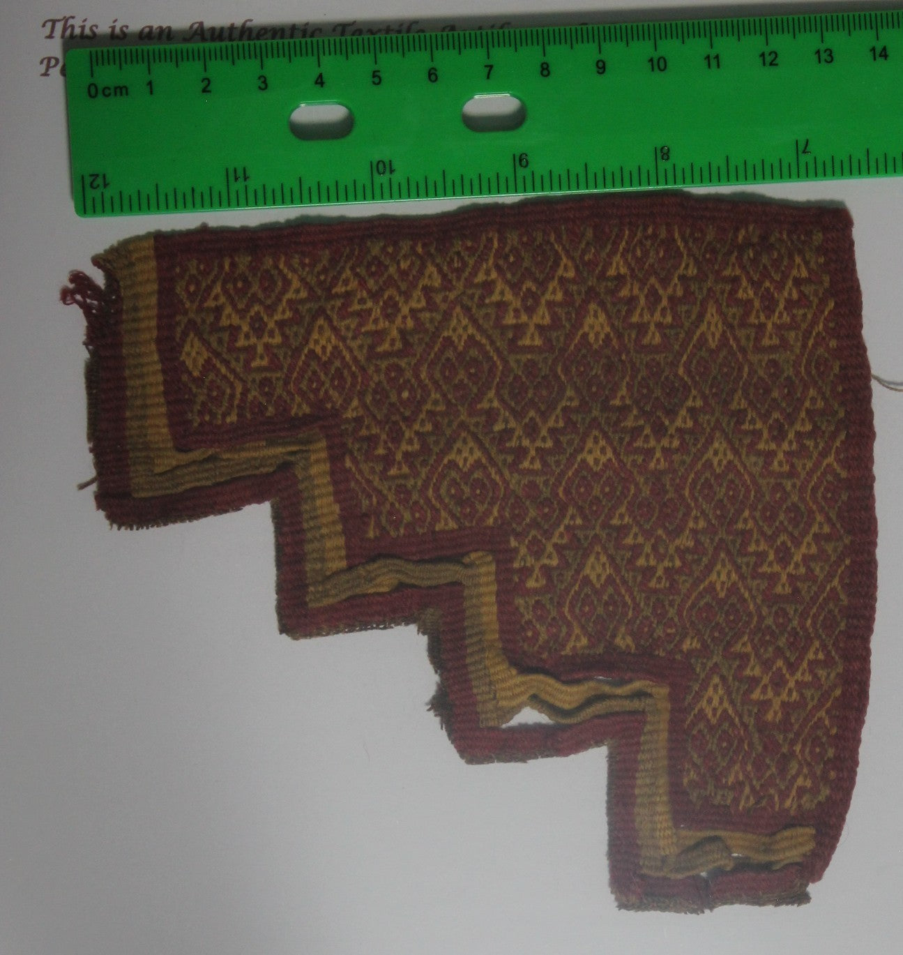 Authentic Pre Columbian Artifact Frameable Textile Border Chancay Peru COA 24