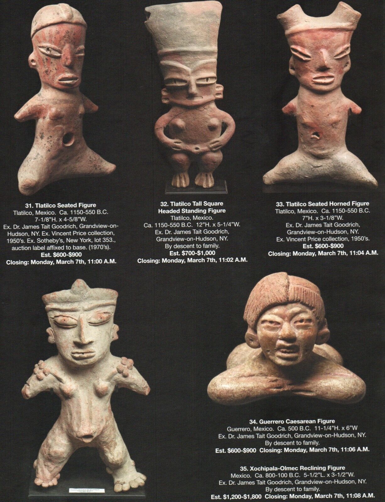 Pre Columbian Artifacts Price & Value Guide Arte Primitivo Auction Catalog #105