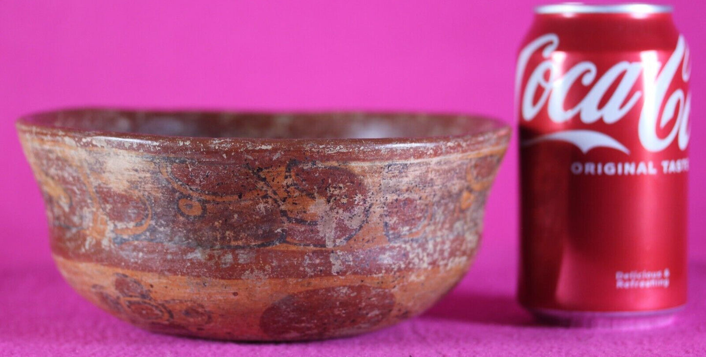 Authentic Pre Columbian Artifact Mayan Decorated Pottery Bowl 250-900 AD COA T10