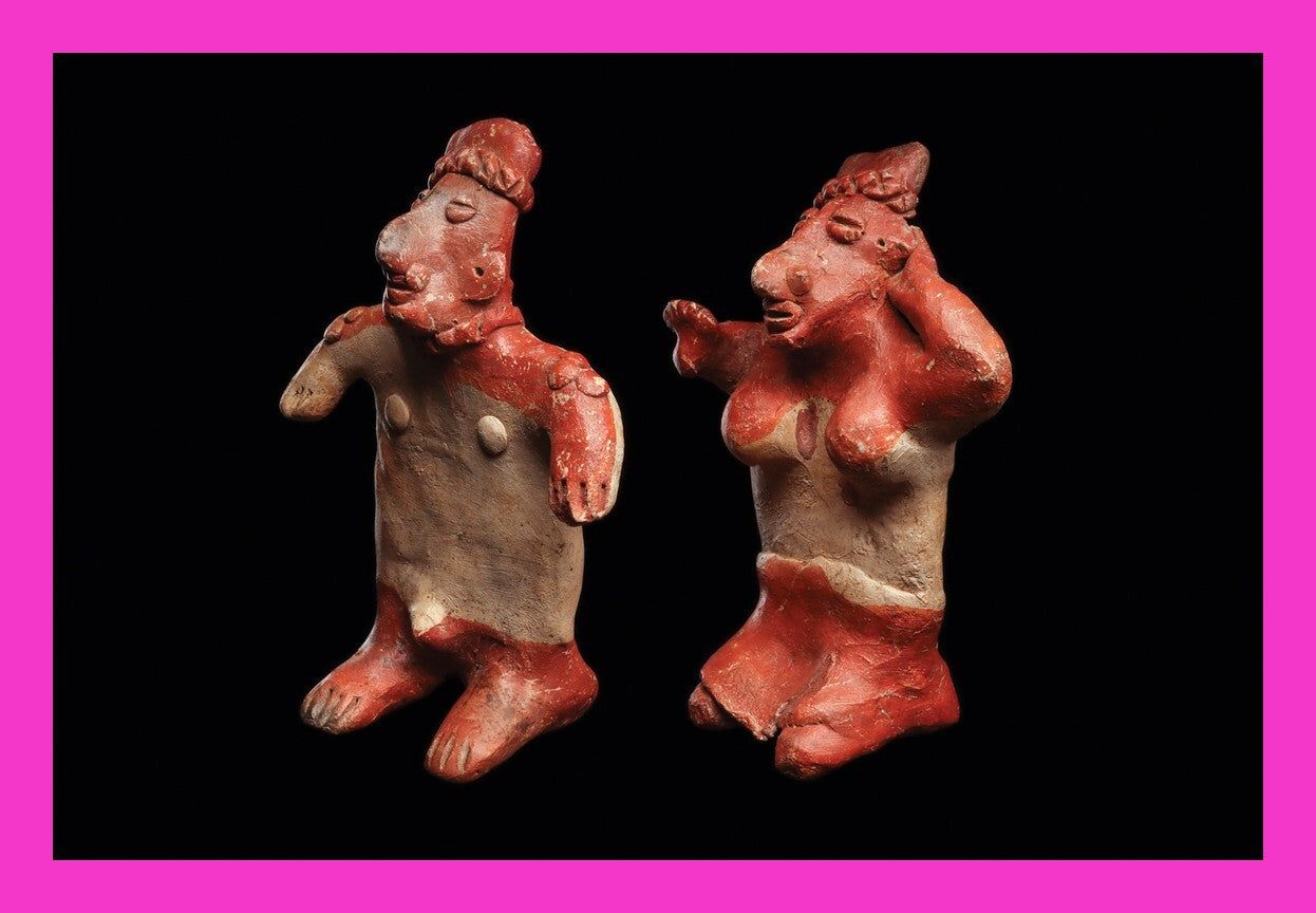 Authentic Pre Columbian Artifact Two Jalisco Figures Mexico Arte Primitivo T124