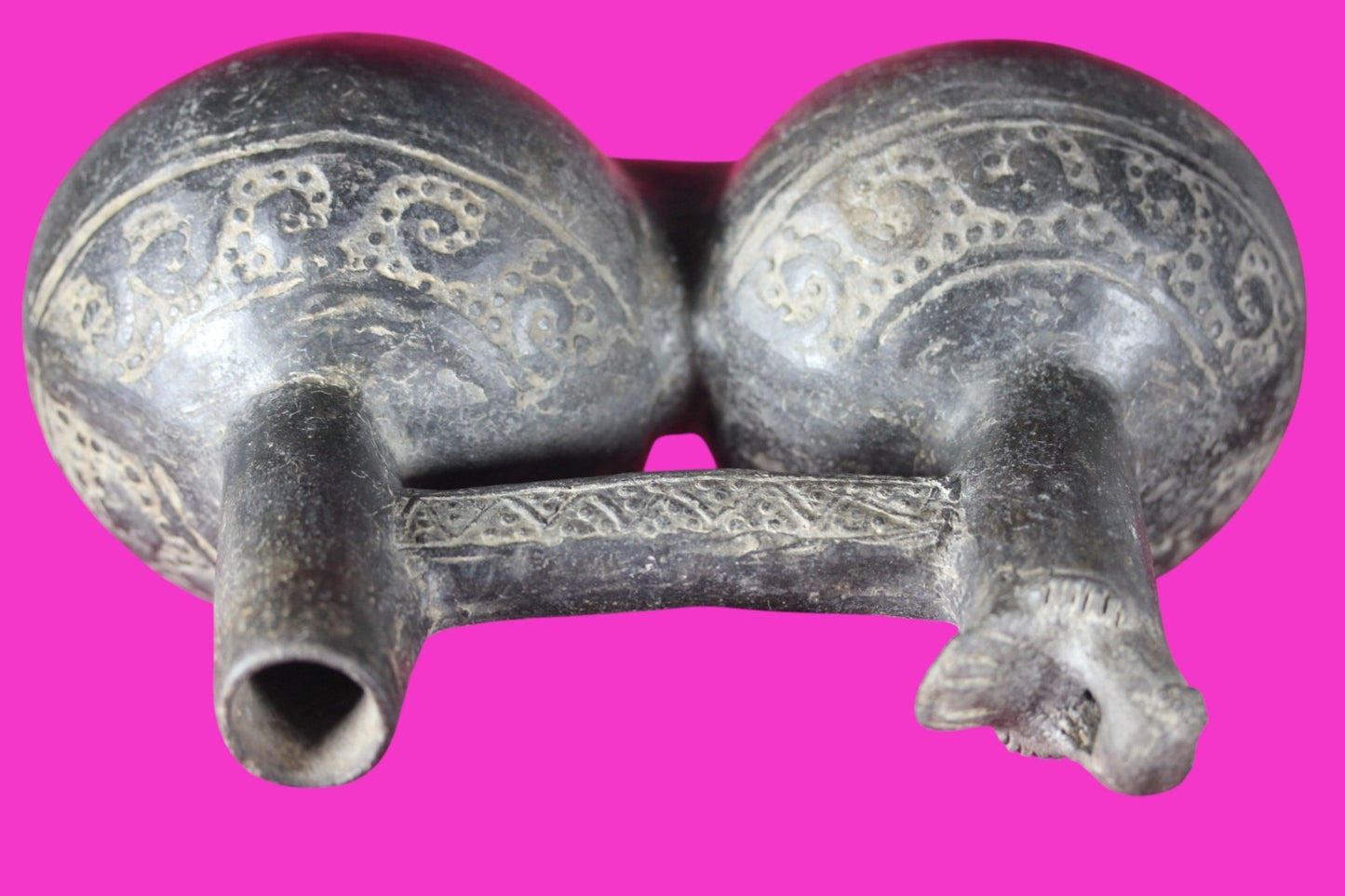 Authentic Pre Columbian Artifact Functional Whistle Stirrup Vessel Chimu COA J04