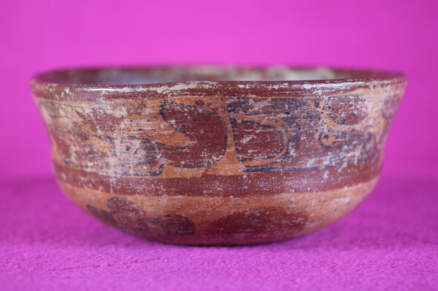 Authentic Pre Columbian Artifact Mayan Decorated Pottery Bowl 250-900 AD COA T10