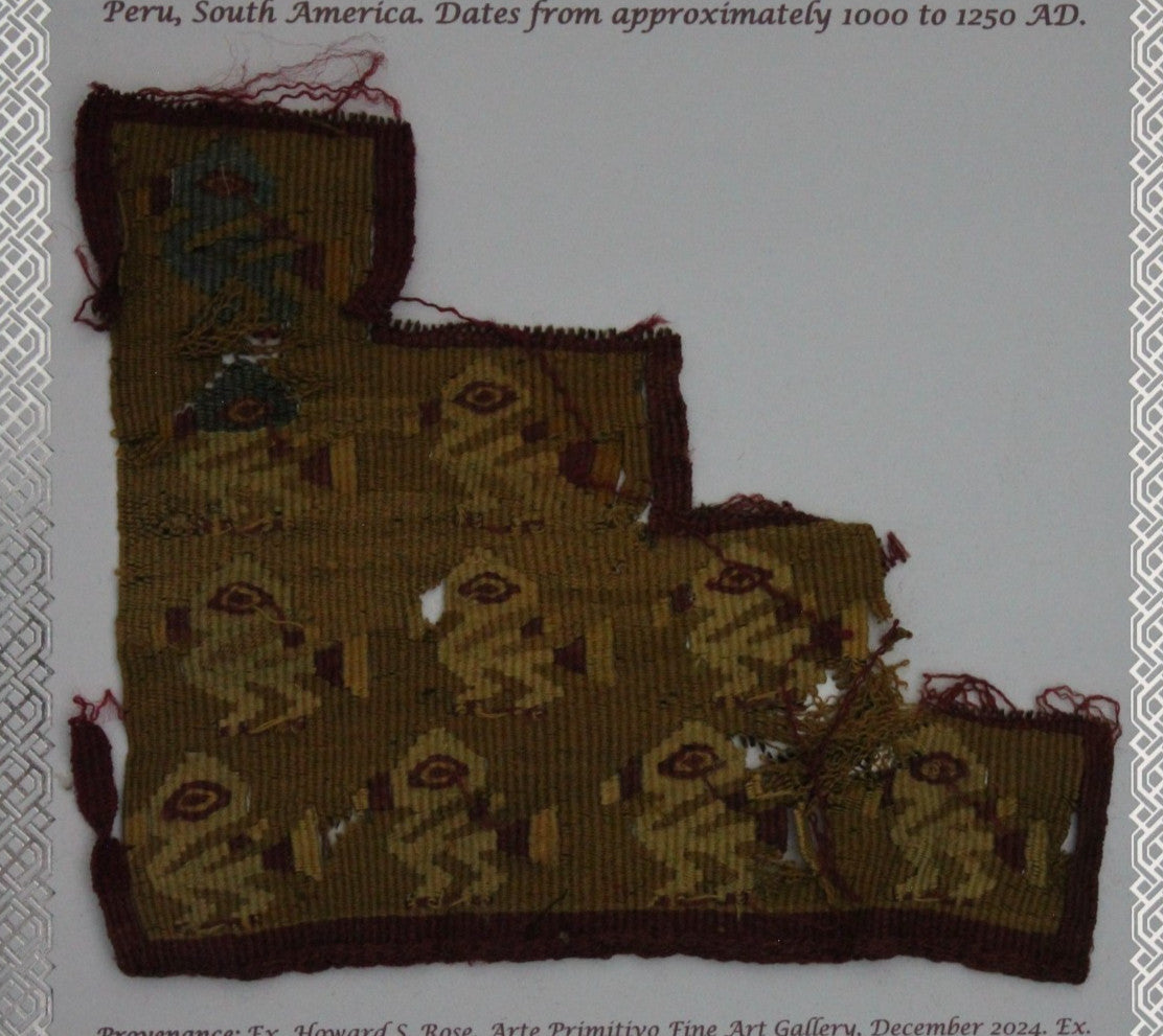 Authentic Pre Columbian Artifact Frameable Textile Border Chancay Peru COA 34