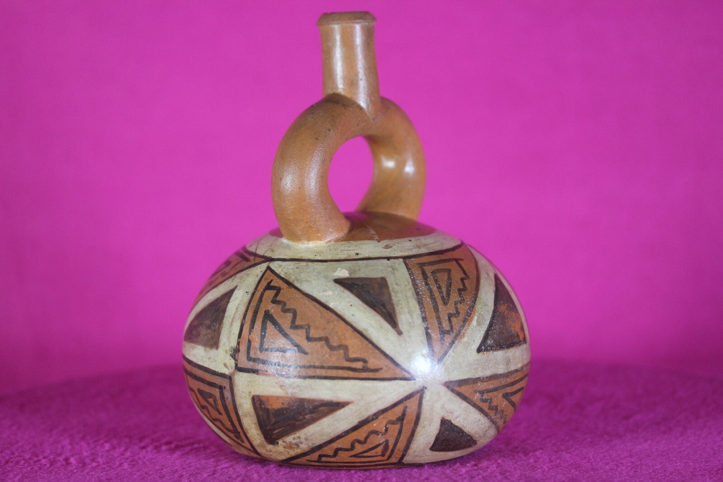 Authentic Pre Columbian Artifact Stirrup Vessel Moche Ex Arte Primitivo COA T31