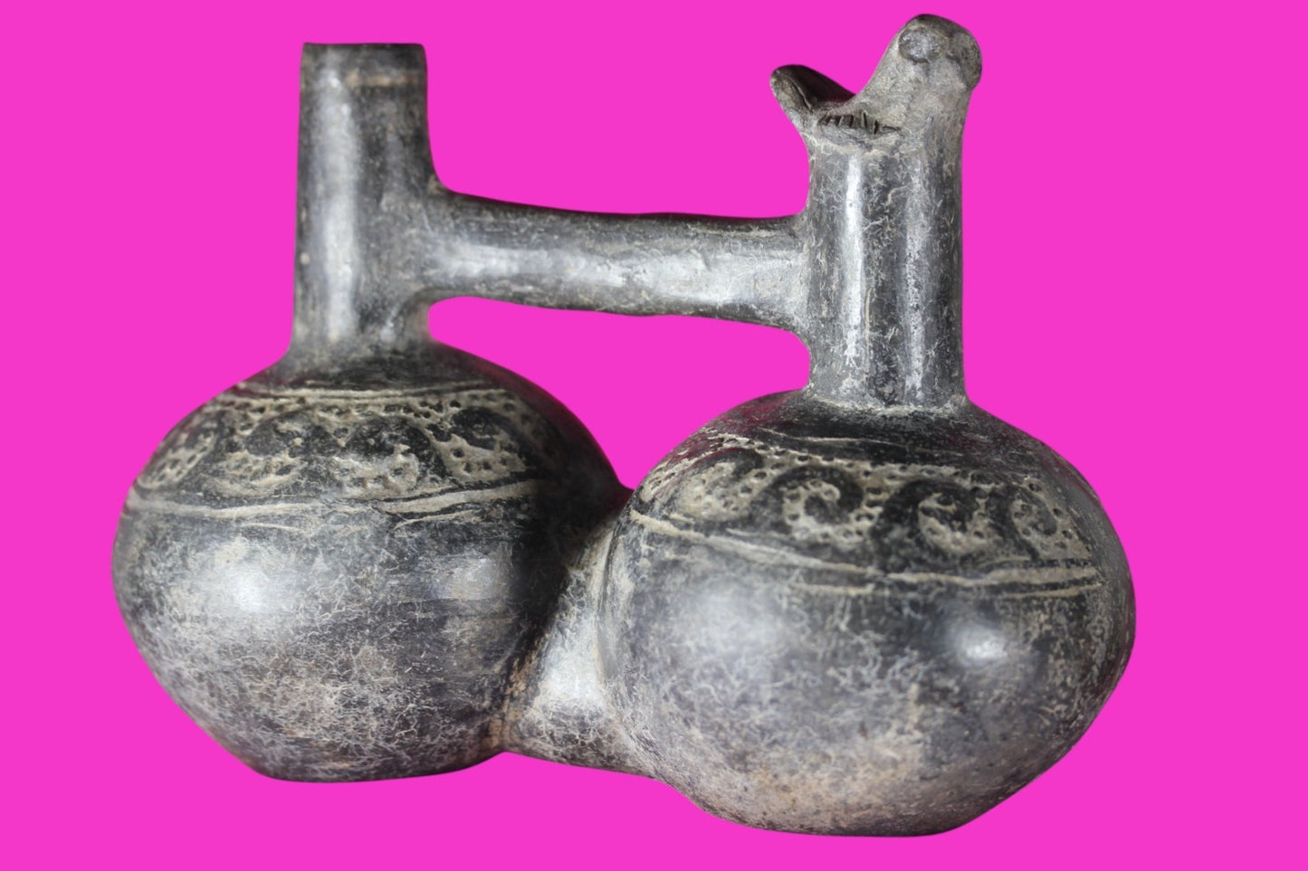 Authentic Pre Columbian Artifact Functional Whistle Stirrup Vessel Chimu COA J04