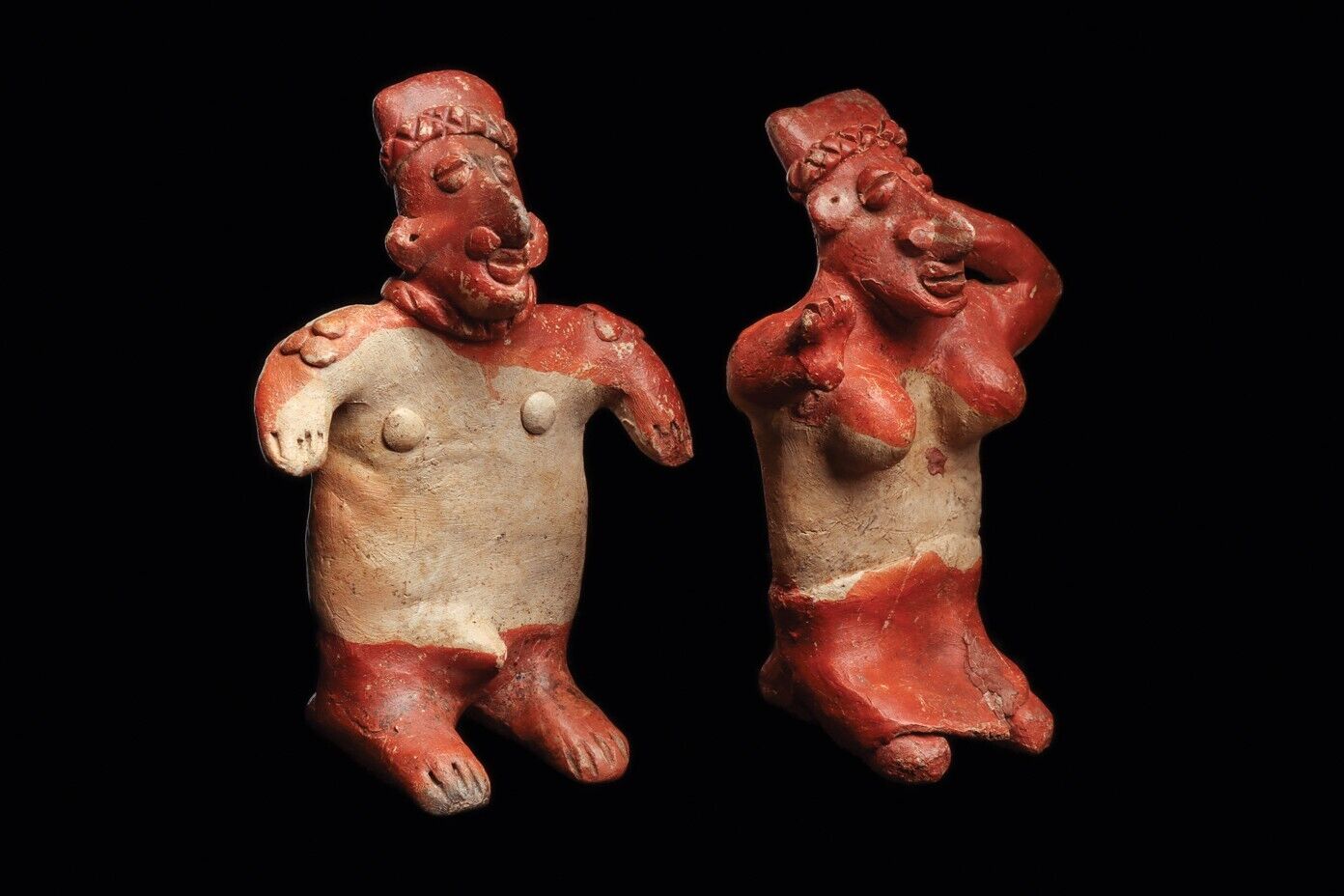 Authentic Pre Columbian Artifact Two Jalisco Figures Mexico Arte Primitivo T124