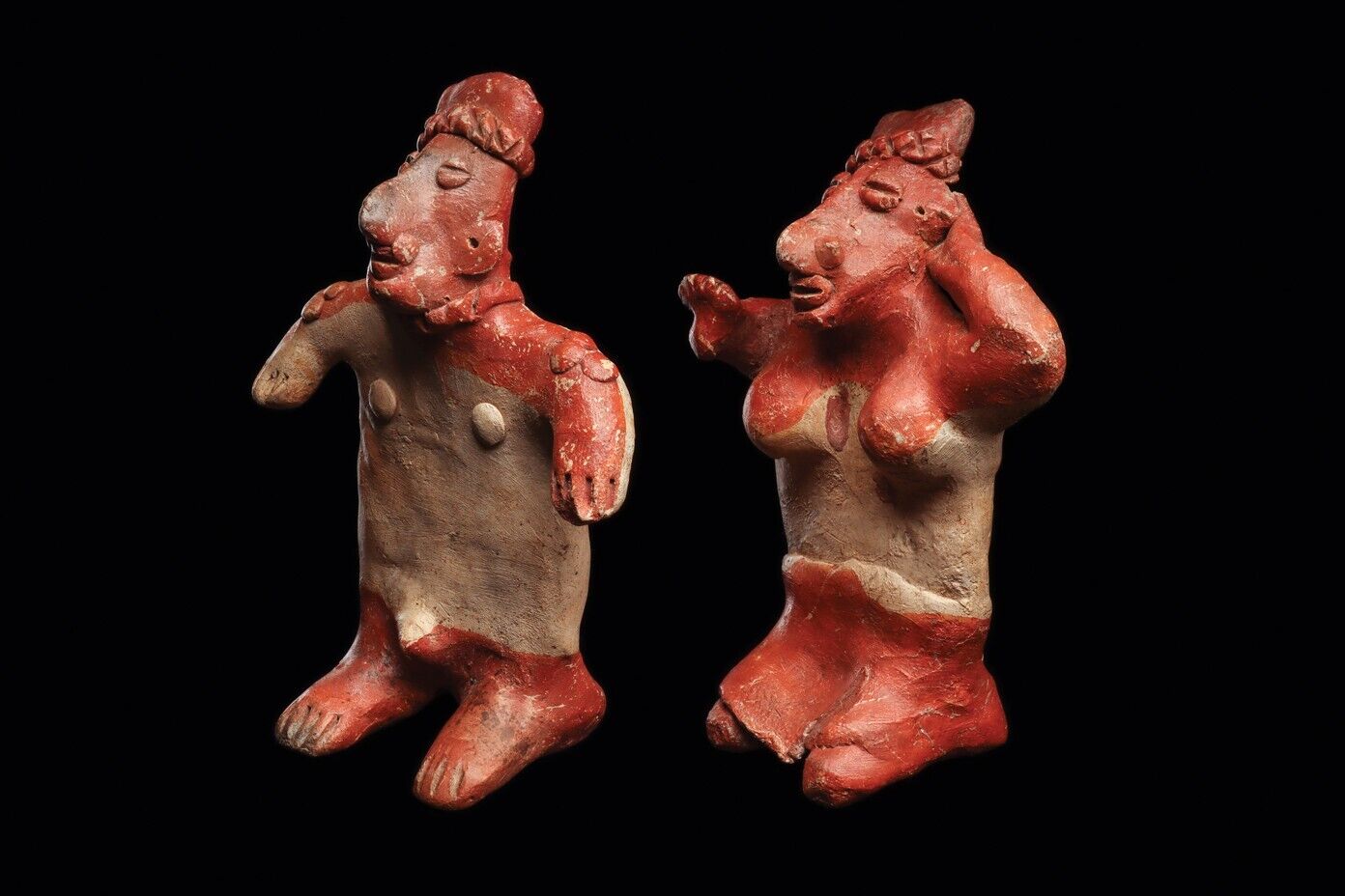 Authentic Pre Columbian Artifact Two Jalisco Figures Mexico Arte Primitivo T124