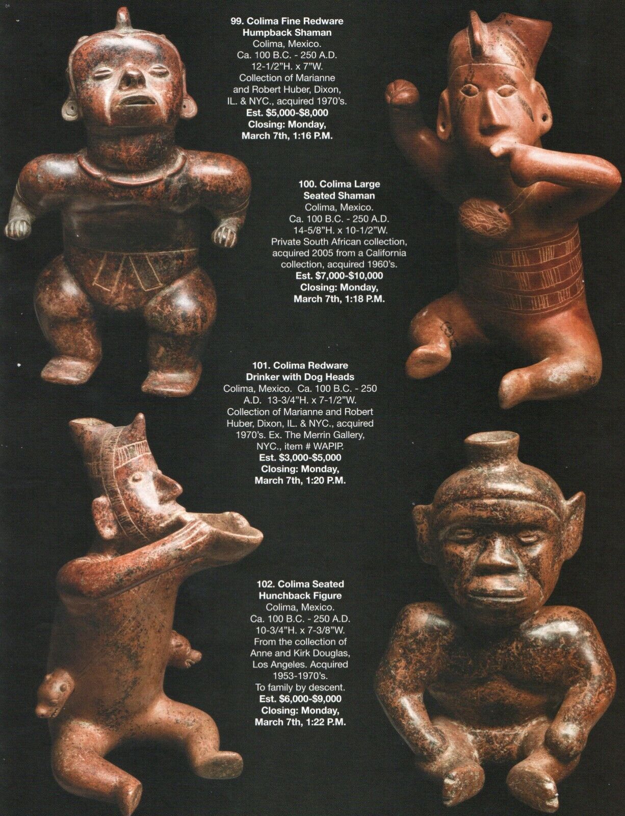 Pre Columbian Artifacts Price & Value Guide Arte Primitivo Auction Catalog #105
