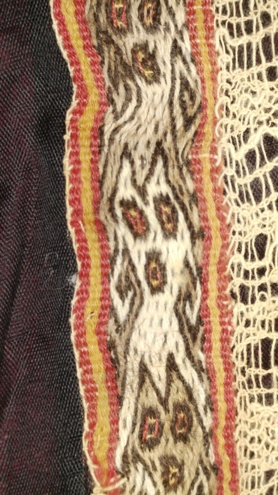 Authentic Pre Columbian Artifact Chancay Lace Textile Shroud Spooky Spirits COA