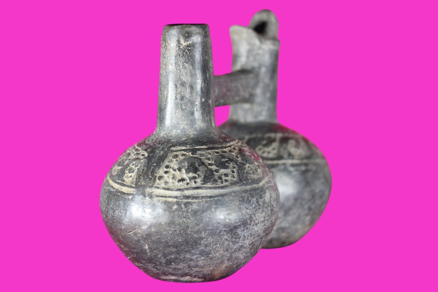 Authentic Pre Columbian Artifact Functional Whistle Stirrup Vessel Chimu COA J04