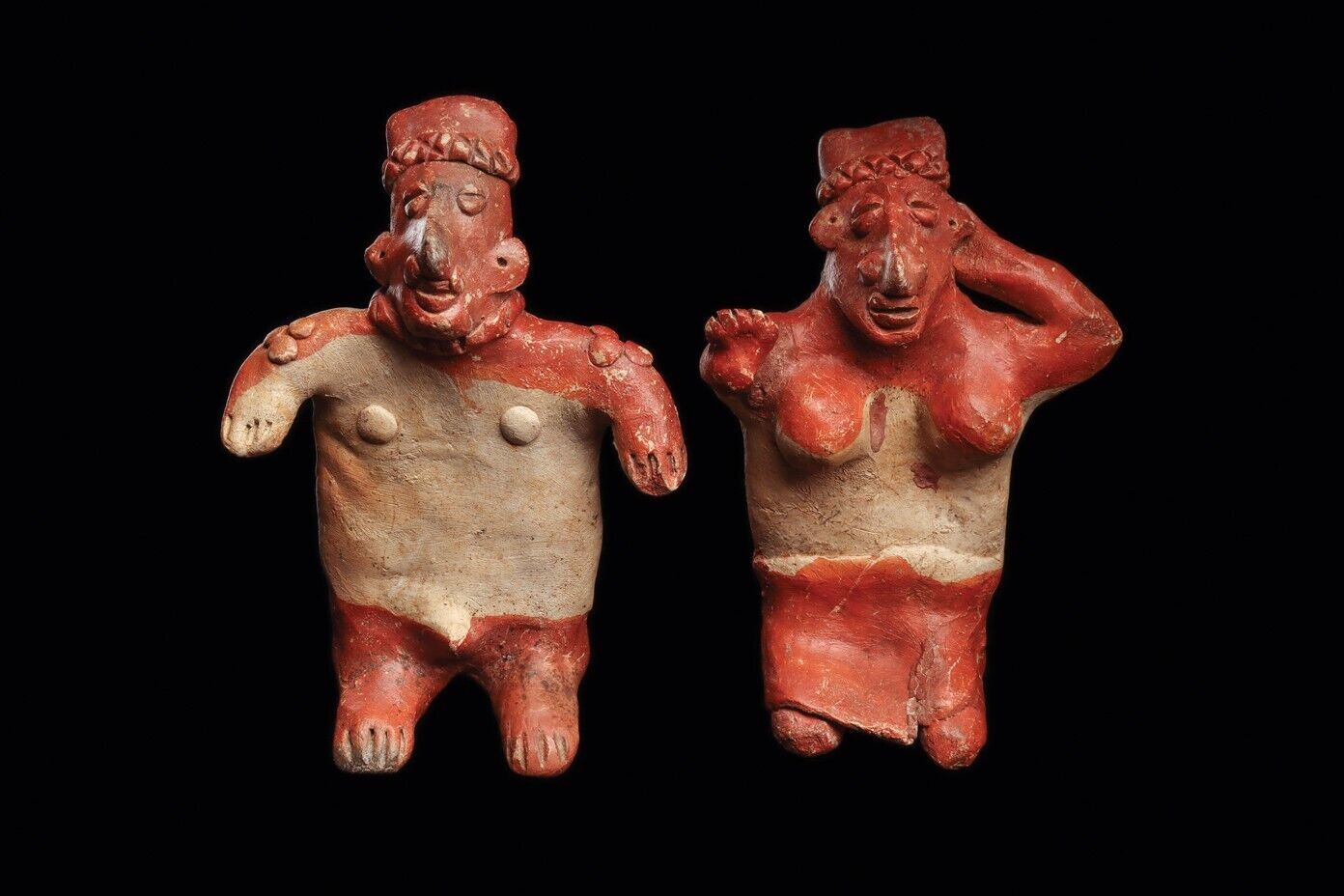 Authentic Pre Columbian Artifact Two Jalisco Figures Mexico Arte Primitivo T124