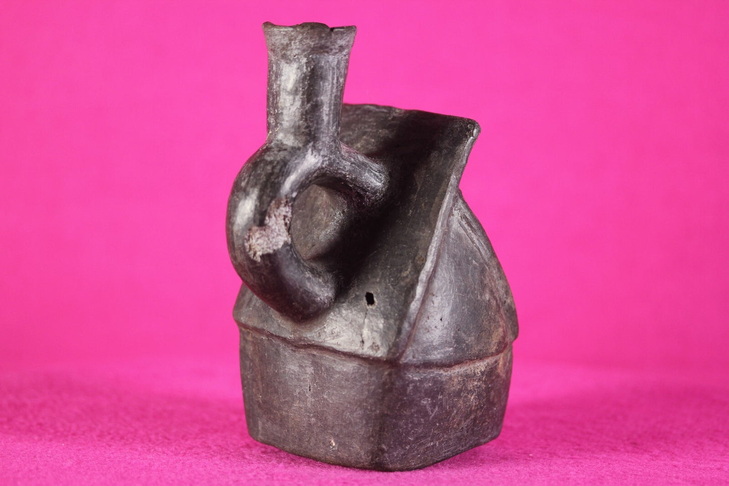 Authentic Pre Columbian Artifact House Stirrup Vessel Moche Peru COA J66