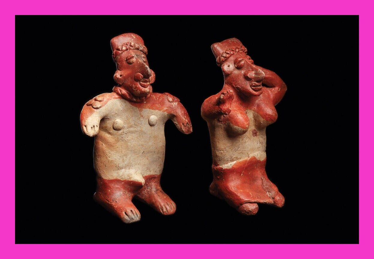 Authentic Pre Columbian Artifact Two Jalisco Figures Mexico Arte Primitivo T124