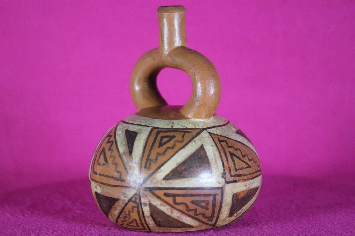 Authentic Pre Columbian Artifact Stirrup Vessel Moche Ex Arte Primitivo COA T31