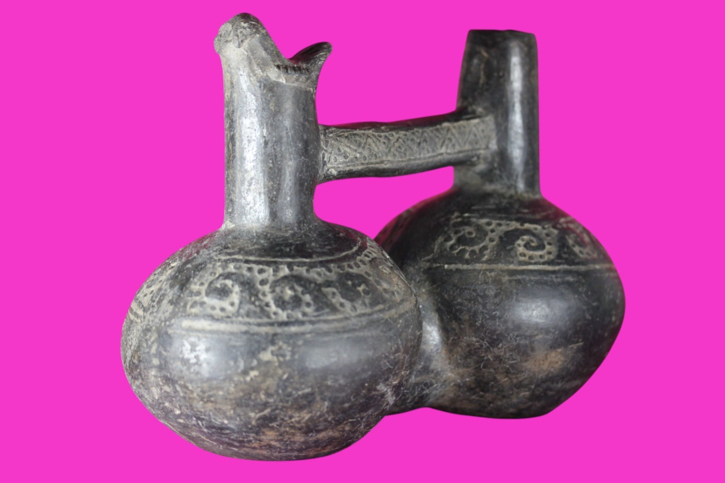 Authentic Pre Columbian Artifact Functional Whistle Stirrup Vessel Chimu COA J04