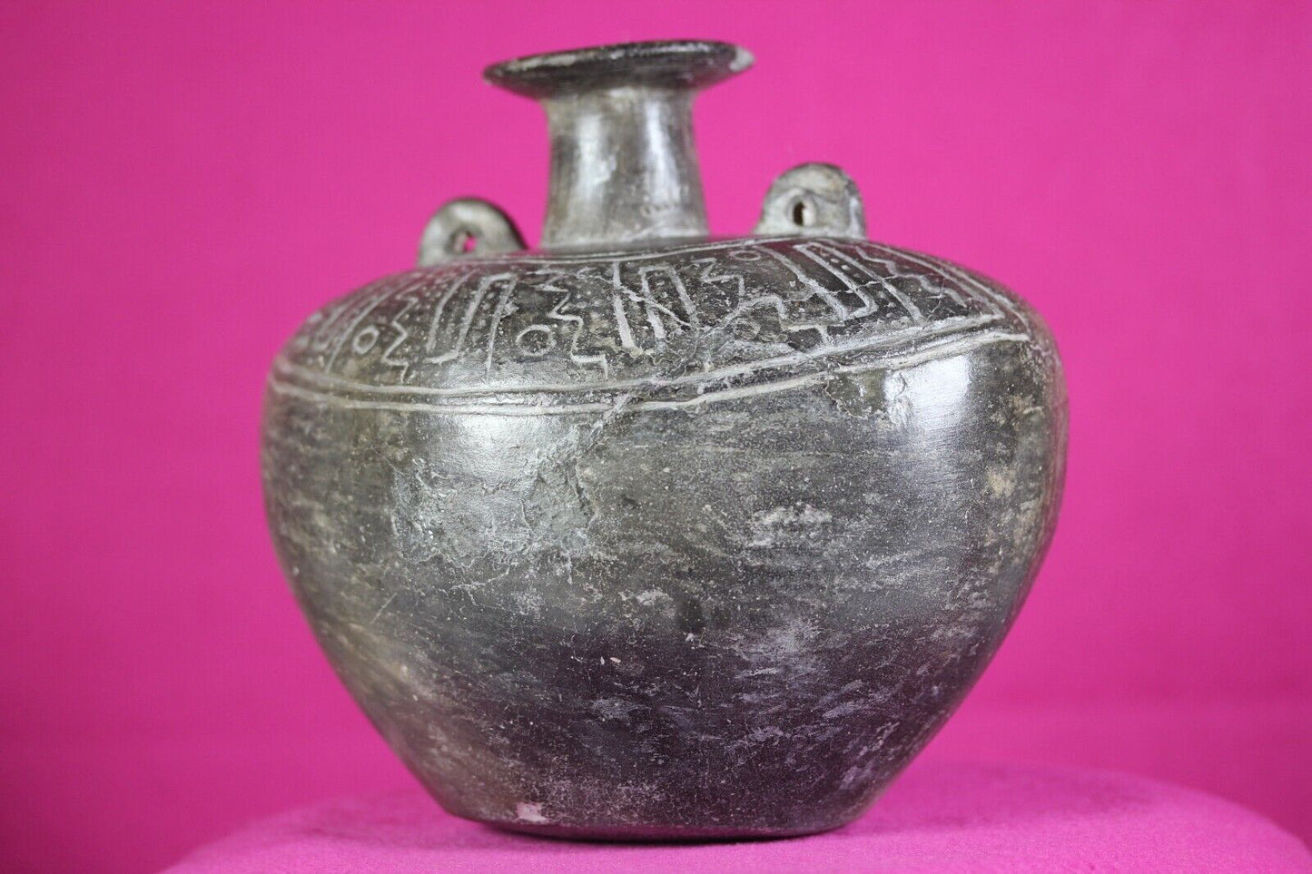 Pre Columbian Artifact Moche Incised Pottery 100-800 AD Peru Authentic COA J27
