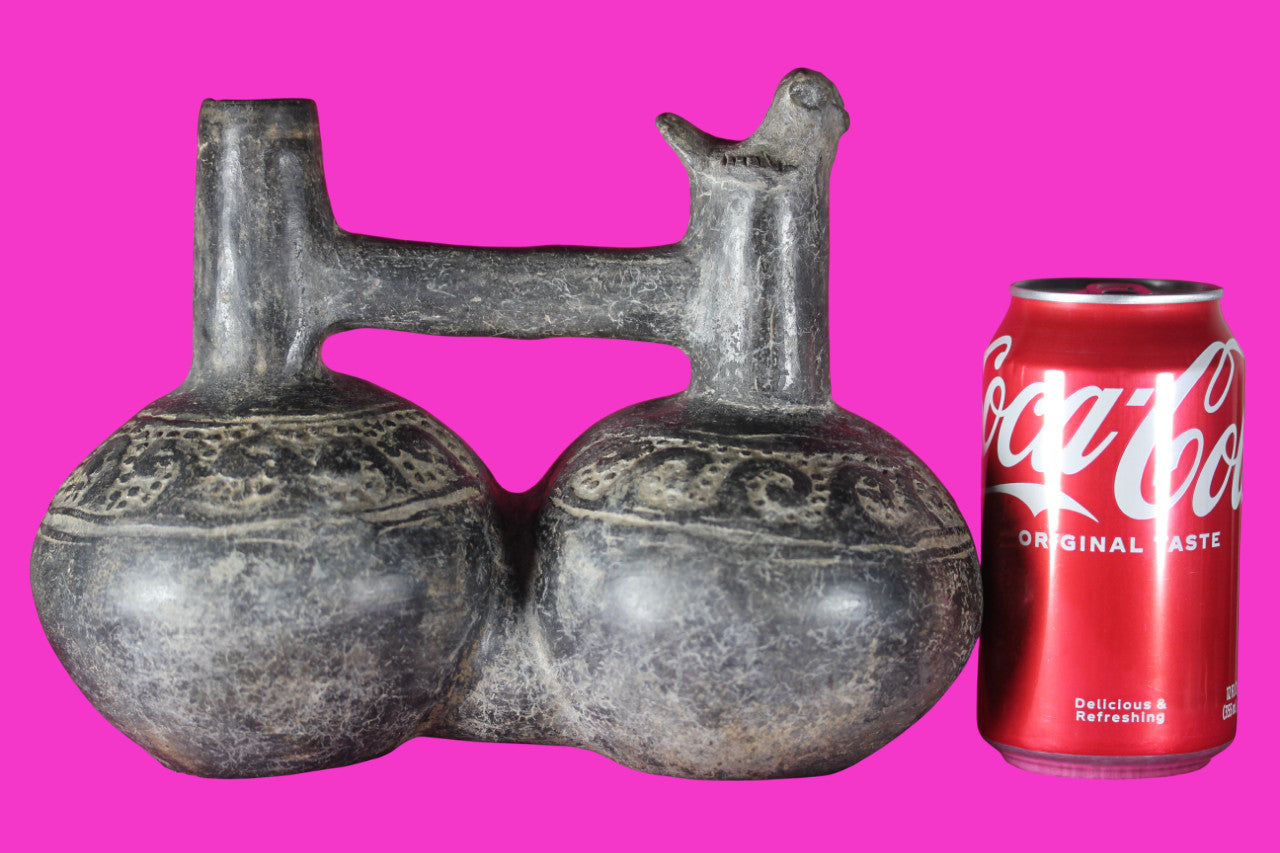 Authentic Pre Columbian Artifact Functional Whistle Stirrup Vessel Chimu COA J04