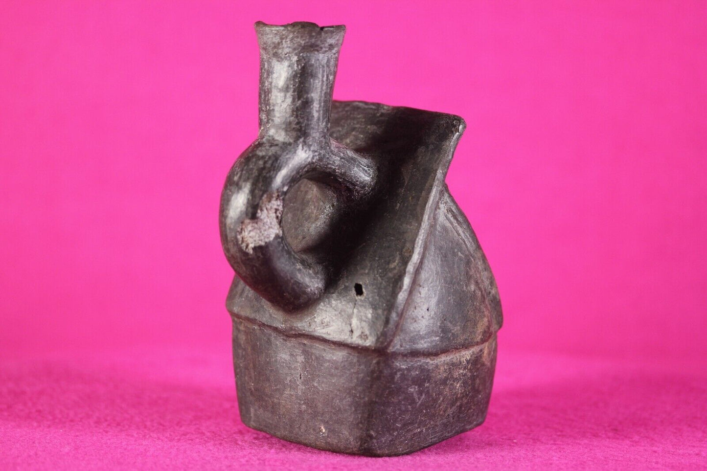 Authentic Pre Columbian Artifact House Stirrup Vessel Moche Peru COA J66