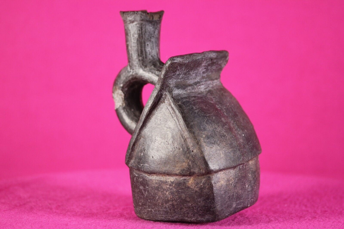 Authentic Pre Columbian Artifact House Stirrup Vessel Moche Peru COA J66