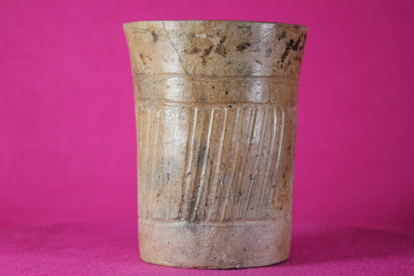 Pre Columbian Mayan Artifact 300 - 900 AD Incised Cylinder Authentic COA J44