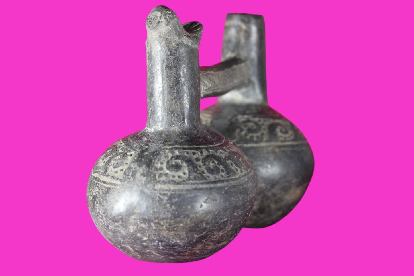 Authentic Pre Columbian Artifact Functional Whistle Stirrup Vessel Chimu COA J04