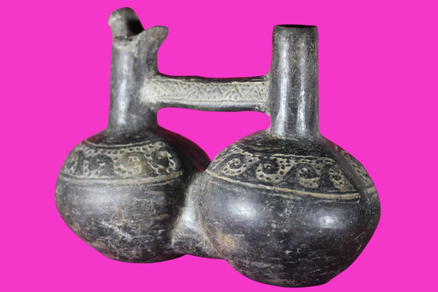 Authentic Pre Columbian Artifact Functional Whistle Stirrup Vessel Chimu COA J04