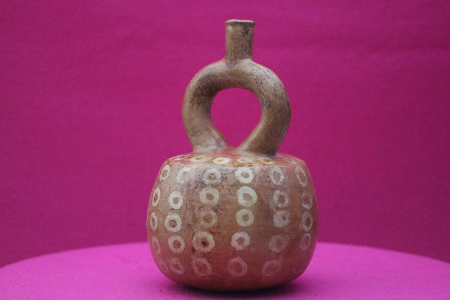 Authentic Pre Columbian Artifact Stirrup Pottery Vessel 1200AD Moche Peru T81